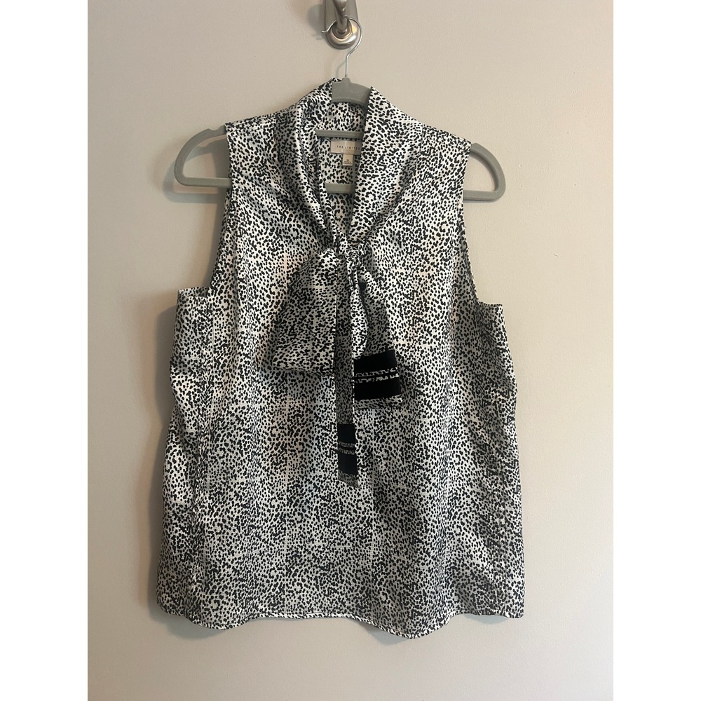 The Limited Scandal Collection Animal Print Tie Neck Sleeveless Blouse Womens M